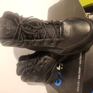 Black High-Top Tactical Boots with Lace-Up Closure